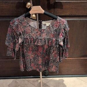 Saltwater LUXE Black and Pink Floral Blouse